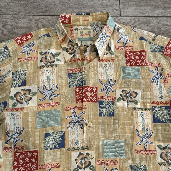 Vintage Reyn Spooner Shirt Mens Large Hawaiian Floral Lawn Beach Regency Cotton - Picture 1 of 6